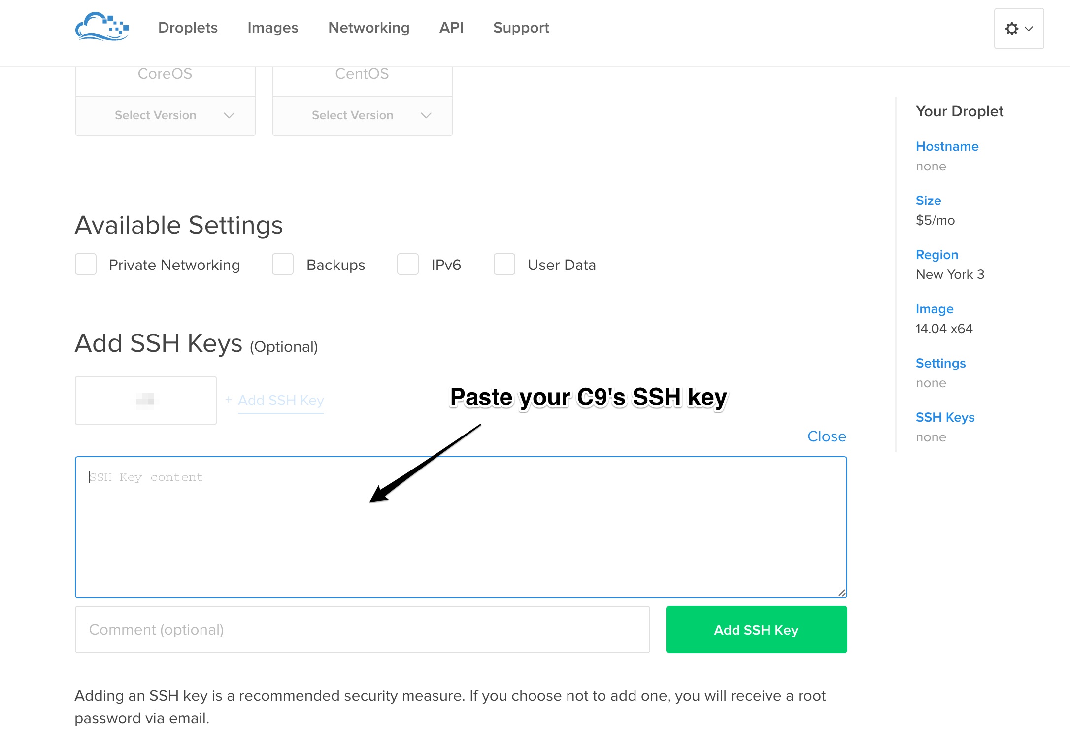 Create a Droplet with SSH key